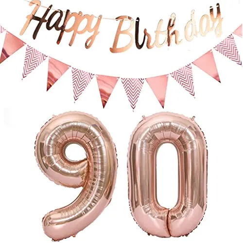 Palloncini 90 anni decorazione donne rosegold+ghirlanda buon compleanno +catena 40 "numeri palloncino 90 palloncini 90 anni decorazione compleanno donne decorazione compleanno 90 compleanno deco(90)