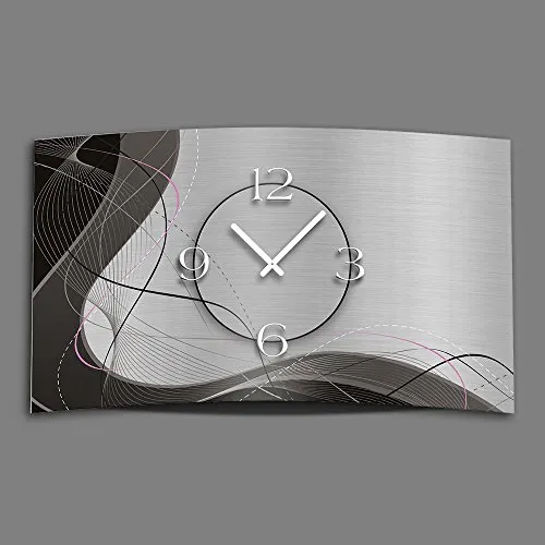 DIXTIME 3DS-0053 Orologio da parete moderno, design astratto, grigio, silenzioso, senza ticchettio