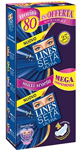 Lines Seta ultra Quadripack x80 - assorbenti ultra notte ali