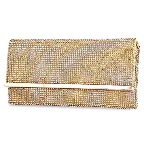 Selighting Elegante Borsetta con Tracolla da Donna Pochette con Diamante da Matrimonio Borsa Sacchetto da Sera (oro)