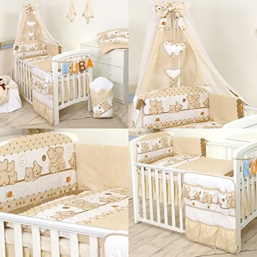 11 Pezzi Set di biancheria per letto culla bambini paracolpi baldacchino (120x60cm, 9)