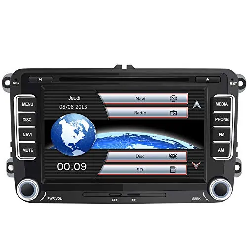 AWESAFE Autoradio 2 Din per Volkswagen VW Passat Polo Skoda Seat, 7 Pollici GPS Navigatore Satellitare Auto Car Radio Supporta la funzione Comandi al volante Bluetooth Vivavoce CD DVD SD RDS DAB+