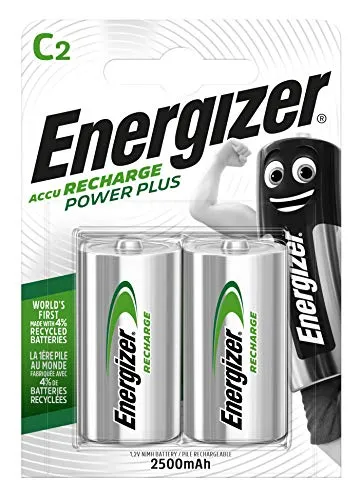 Energizer Batterie Ricaricabili C, Recharge Power Plus, Confezione da 2