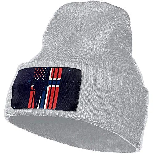 American Norway Flag Army Veterans Beanie cap Hat Uomo Donna Cappelli in Maglia Beanie Elastico e Morbido