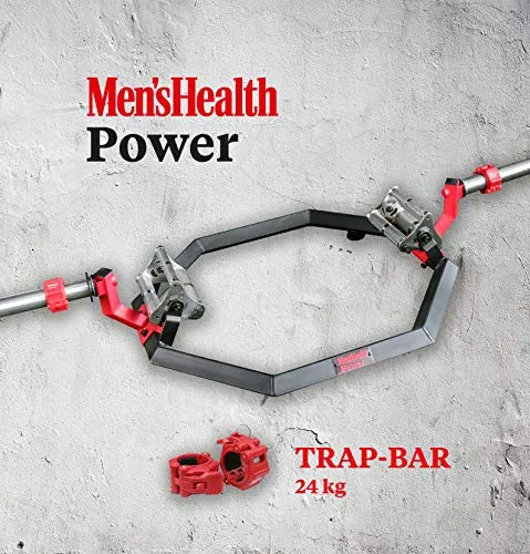 Men's Health Power Trap Bar – Adatto per dischi da 50 mm + 25 mm (con adattatore) Include 2 chiusure rapide per un semplice cambio di peso.