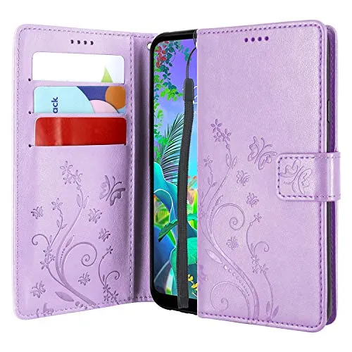 CMID Cover LG Q60, Cover LG K50, PU Cuoio Portafoglio Custodia Libro Antiurto in Piedi Protettiva con Carta Credito per LG Q60 / LG K50 (Viola)