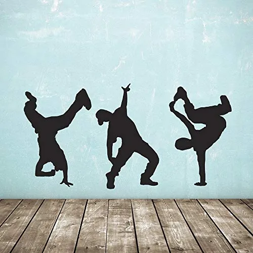 jiuyaomai Adesivo murale Hip-Hop Hip-Hop Vinile Ballerino Hip-Hop Adolescente Ragazzo Decalcomania della Parete Rimovibile Room Decoration Poster E112x57cm