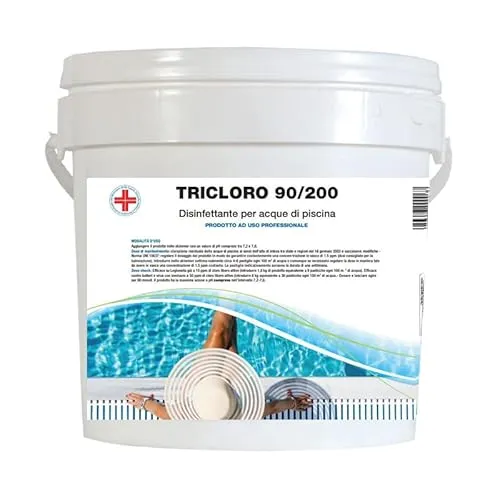 Virsus Tricloro 90/200 a Pastiglie per acqua di piscina 3B10, 50 pastiglie da 200 gr a lenta dissoluzione contro virus e batteri, Agente clorante stabilizzato per un corretto trattamento acque (10 Kg)