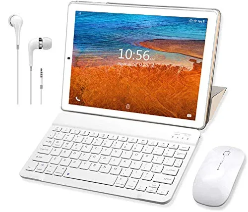 Tablet 10 Pollici con Wifi Offerte, RAM da 3GB 32GB ROM(espandibile 128GB)DUODUOGO 4G Tablet Android 9.0 Quad-Core 1.5 GHz Dual SIM Tablet PC Offerta Del Giorno con Netflix/OTG/Tastiera(Oro 32GB)