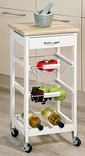 Kesper - Carrello da Cucina, in Legno, 36 x 36 x 77 cm, Colore: Bianco