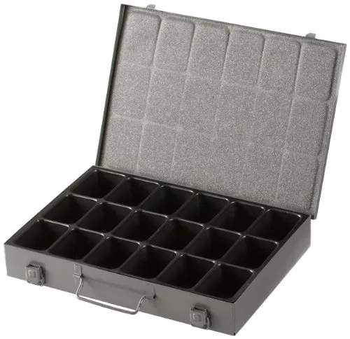 Allit - Cassetta portautensili in metallo con 18 scomparti, con vaschetta in plastica amovibile, colore: Grigio