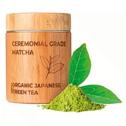 MATCHITA - Tè Matcha Organico in Polvere | 100% EU-BIO | Tè Verde Giapponese di Grado Cerimoniale | Migliora Energia | Adatto a Latte, Bevande Calde e Frullati | Contenitore di Bambù