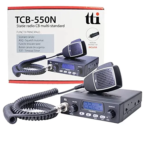 Radio CB TTi TCB-550 N con squelch automatico, guadagno RF, blocco tastiera, TUTTI, presa accendisigari inclusa