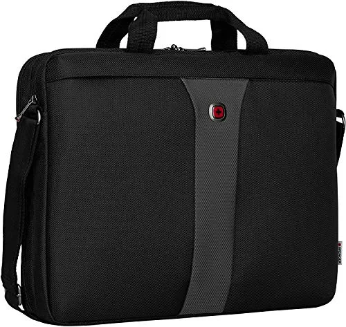 WENGER Borsa Porta PC Legacy a Tracolla, Notebook 17”, Cartella, 12 l, Uomo Donna, Ufficio Viaggi di Lavoro Università, Nero/Grigio, 600654