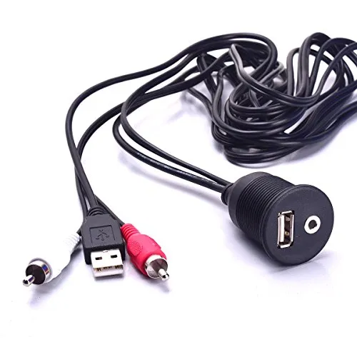 Cocar Adattatore USB & 2 RCA RCA per Phono su 3,5 mm Aux Cavo di prolunga per cruscotto, Kit 1/8 AUX per Radio Stereo Android Wince GPS Head Unit