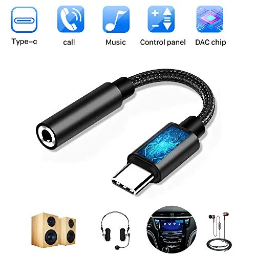 Adattatore jack da cuffia da USB C a 3,5 mm, Adattatore per Cuffie Tipo C copre ampiamente Huawei P20 Mate 20 Pro, Mix 2s, Google Pixel 3/2, HTC U11, Moto Z, Sumsang