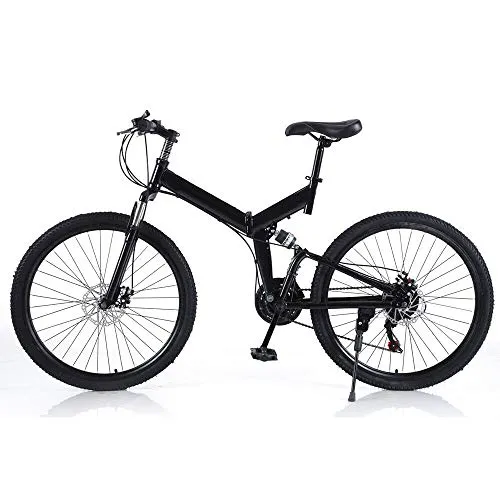 26 Pollici Bicicletta Pieghevole 21 Velocità MTB Bicicletta Bicicletta Pieghevole Adulto Nero, Adatto per Misure da 165 cm a 190 cm