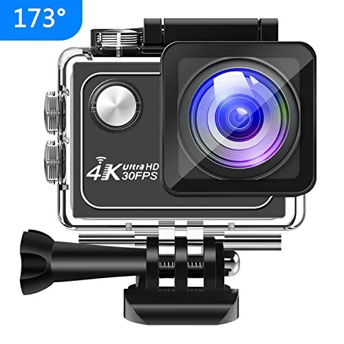 Panlelo 4K Action Cam V1 173° Ampia Vista Grandangolare Wi-Fi 16MP Impermeabile 30M Immersione Sott'Acqua Camera con Schermo 2 Pollici Accessori all'Interno