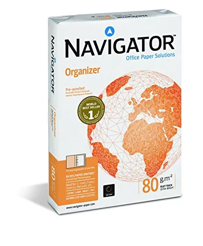 Navigator Organizer, Formato A4, 80 Gr, 2 Fori, Risma da 500 Fogli