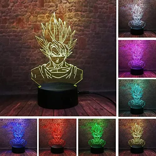 3D Illusion Lamp, Seven Dragon Ball Regali Giocattoli Decor LED Night Light Lampada 7 colori Touch Control USB Powered Party Decoration Lamp, 3D Visual Lampada per Home Decor Xmas Regali di compleanno