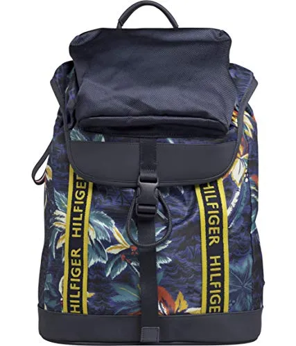 Tommy Hilfiger Color Mix Flap Backpack, Zaino Uomo, Multicolore (Hawaiian Print), 1x1x1 centimeters (W x H x L)