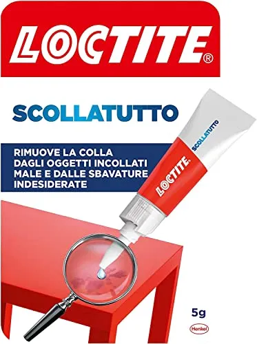 Loctite Scollatutto, Rimuovi colla in tubetto per tutte le superfici, Rimuove qualsiasi colla cianoacrilica, colla gel, colla trasparente, Rimuovi etichette e residui adesivi, 1x5g