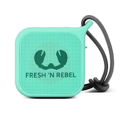 Fresh ‘n Rebel Speaker Bluetooth Rockbox Pebble Peppermint| Altoparlante portatile wireless antiurto e splash / resistente agli schizzi / bassi profondi con 5 ore di autonomia, vivavoce, verde tiffany