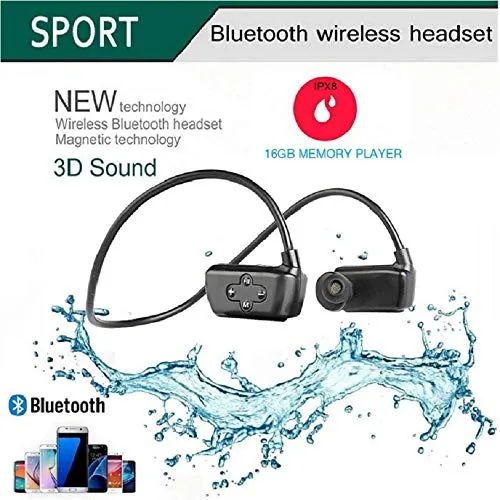Huadun Ipx8 Waterproof Sports Underwater Cuffie Bluetooth Auricolari 16 GB Wearable MP3 Player per Il Nuoto