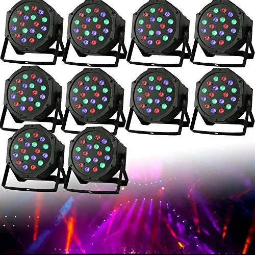 10 pezzi Set di luci da palcoscenico 54 W LED RGB Flat PAR luce DMX 512 illuminazione da palcoscenico 6 canali di controllo LED sfera da discoteca RGB flash luce effetti luce Party illuminazione