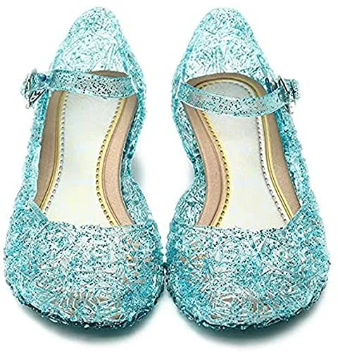 Katara ES10 Scarpe Tacco Principessa Elsa Cenerentola Bambine Costumi Carnevale Halloween EU 26 (16,2cm) - blu