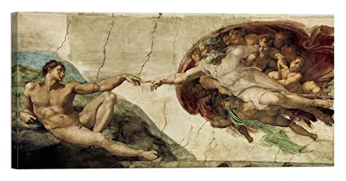 Lux Michelangelo BUONARROTI La creazione di Adamo 120x60 cm Quadro Stampa su Tela con Telaio in Legno
