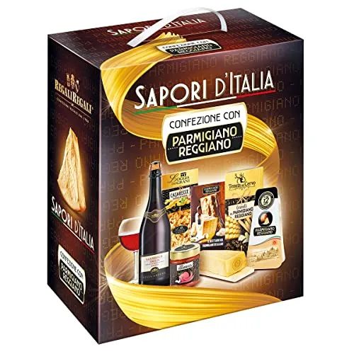 Confezione regalo Parmigiano Reggiano "Sapori d'Italia", 6 articoli, idea regalo natalizia