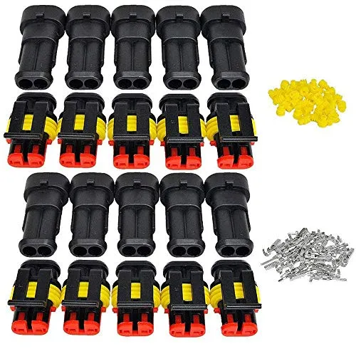 ZOEON 10 Sets 2 Pins Connettore Impermeabile PA66 Nylon 1.5mm Terminale Spina per Auto Motociclo