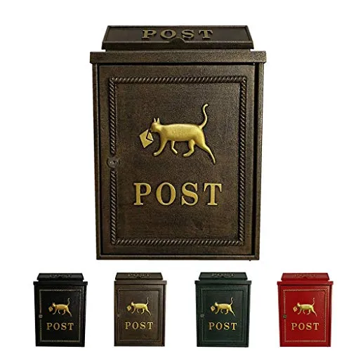 ALXLX Vintage Style Sicuro Cassette Postali di Bloccaggio Extra Large Parete Mail Box Post Box Letterbox All'aperto Mailbox for Business Home Office Commerciale (Color : Brown)