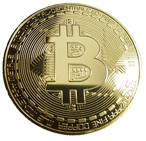 HSP, moneta da collezione Bitcoin con rivestimento in oro 24 carati, motivo 3D e custodia protettiva