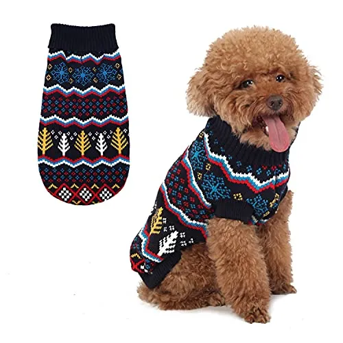 Maglione per cani classico fiocco di neve maglione maglione dolcevita caldo maglieria Pet abbigliamento invernale per cani di piccola taglia e gatti