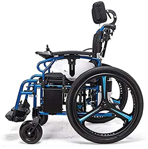 TJZY Sedia a rotelle elettrica per disabili Sedia a rotelle Pieghevole per Anziani e disabili Carrozzina per Anziani a Quattro Ruote, Portata 150 kg