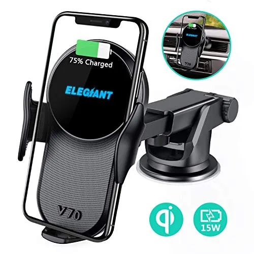 Caricatore Wireless Supporto Auto, ELEGIANT Caricabatteria 10W Ricarica Rapida Qi Senza Fili per Huawei Mate20 P30 Pro MateS iPhone XS XR x 8s Samsung s10 s9 S20 plus ultra Xiaomi 9 NOKIA Motorola ecc