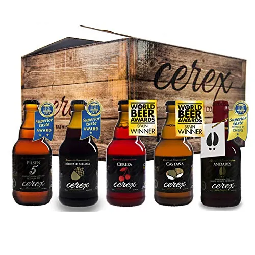 CEREX- Confezione degustazione di 10 birre artigianali - Birra di castagne, iberica alle ghiande, ciliegia, Pilsen e Andares - Miglior birra artigianale in Spagna "World Beer Awards 2017".