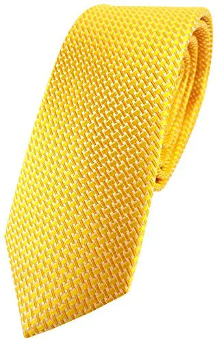 TigerTie - cravatta stretta di seta - giallo dalie gialle argento lavorato - Cravatta 100% seta
