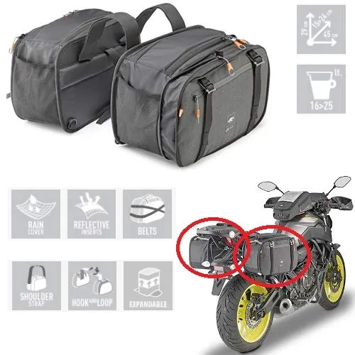 COMPATIBILE CON HONDA CROSSRUNNER 800 ABS BORSE LATERALI KAPPA AH202 16-25LT BORSA ATTACCO UNIVERSALE PER MOTO SCOOTER 29X15-24X45CM 2 BORSONI NERI