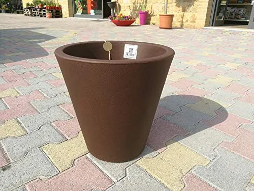 Ve.Ca Veneta Casalinghi Vaso Fioriera SINGLE COSMOS Tondo diam. cm35x35h in RESINA Colore BRONZO FUOCO FOTO REALE AMDGarden