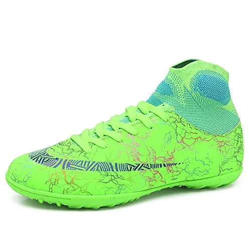 LZLHYH Scarpe da Calcio Scarpe da Allenamento per Giovani Scarpe da Calcetto Scarpe da Calcio Volanti Intrecciate Design Elastico Scarpe da Calcio per Interni Ed Esterni Unisex,Verde,33