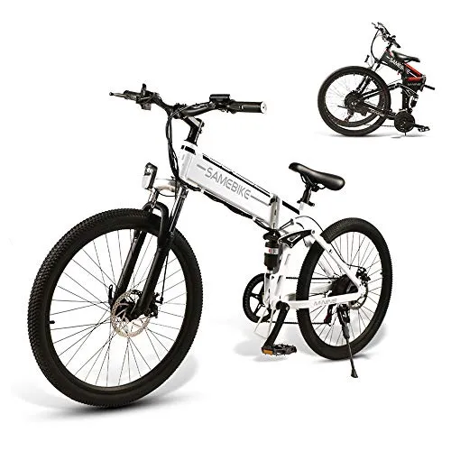 SAMEBIKE Biciclette elettriche da 26 Pollici con Pneumatico Pieghevole Biciclette elettriche da Montagna 48V 500W per Adulti (Bianco)