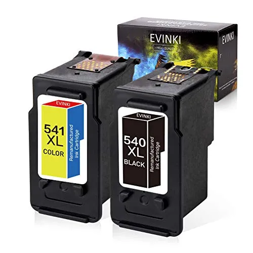 Evinki - Cartuccia rigenerata di ricambio per stampante Canon 540XL 541XL PG-540XL CL-541XL ad alta capacità per Pixma MG4250 MG3250 MG3200 MG3550 MG3150 MG4200 MG3100 MX535 MX475