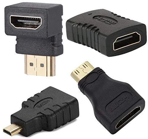 Adattatori a gomito da HDMI a HDMI, confezione da 4 connettori HDMI femmina a femmina 1080p, adattatore HDMI accoppiatore connettore