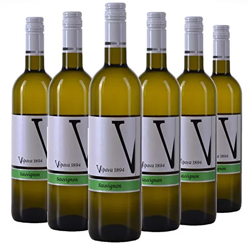 VIPAVA 1894 vino bianco SAUVIGNON 2018, (6 x 0,75 l), vino bianco secco raccolto a mano