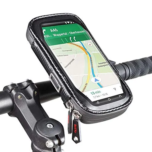 ROTTO Porta Cellulare Bici Supporto Telefono Bicicletta Borse Manubrio Impermeabile con 360°Rotazione (Nero, M)