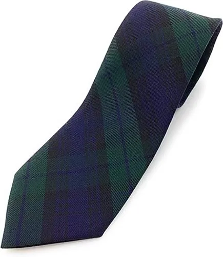 Highland Tweed Cravatta scozzese da uomo in tartan disponibile in vari tartan, Orologio nero., Taglia unica