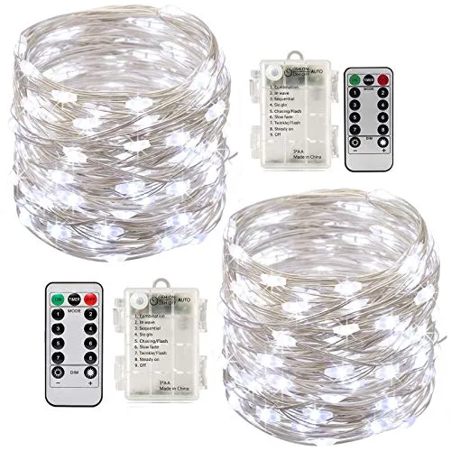 Stringa Luci Led,[2 Pack]Catene Luminose 10 metri 100LEDs Stringa Luci LED Impermeabile IP65 per Uso Interno ed Esterno per Decorazioni Festive e Natale (Argento)